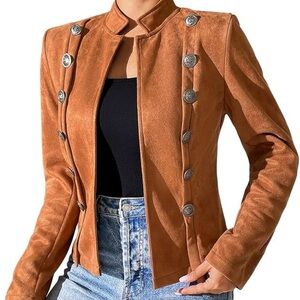 Rust colored faux Suede Military Field Jacket